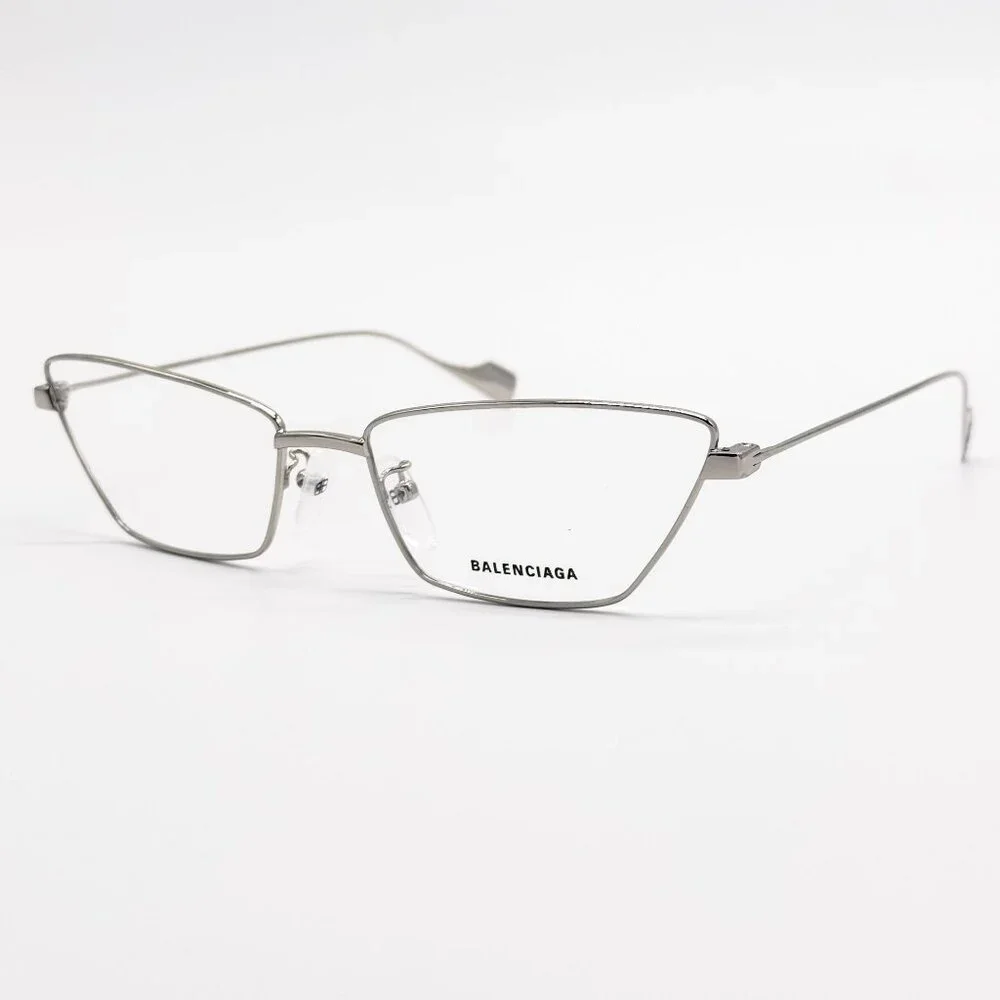 NEW BALENCIAGA EYEGLASSES BB0091O 002 CAT EYE SILVER WOMEN EYEWEAR BALENCIAGA